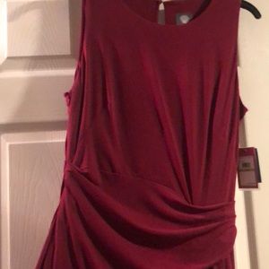 Vince Canute twist front dress hides belly well